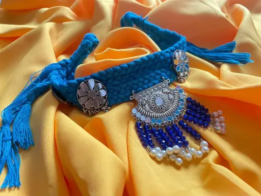 Blue beads handmade necklace