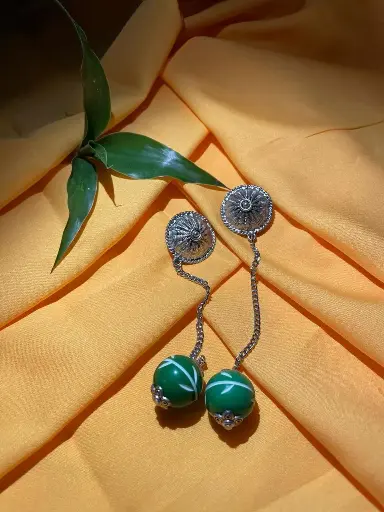 Green clay oxidised earring